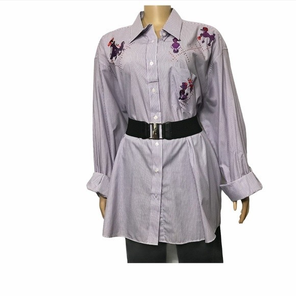 Vintage p.g.b Striped Cotton Button Down Shirt violet,red size 2X - Picture 3 of 16